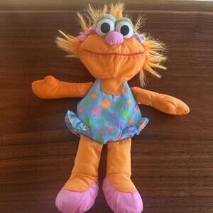 Vintage 12” Playskool 1995 Orange Zoe Nylon Sesame Street Stuffed Plush